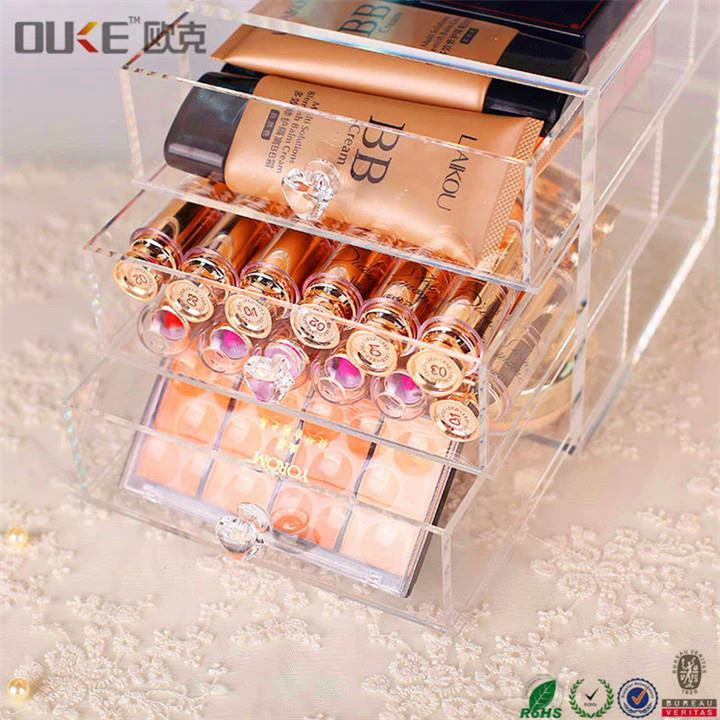 This crystal-clear organizer is not only functional but elegant and will hold all your beauty products. It displays beautifully on your bathroom vanity and everything you need when getting ready is right at your fingertips. 