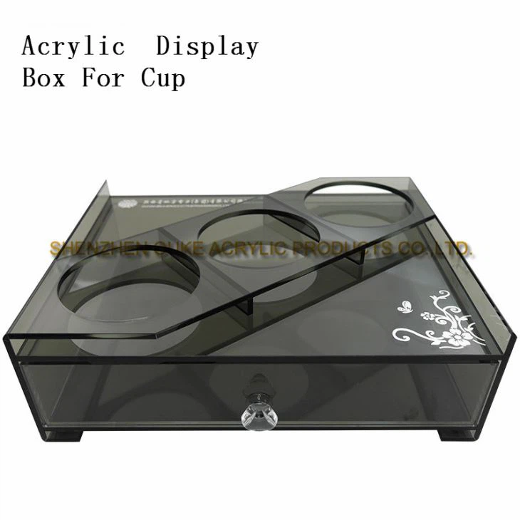 Fashion Design Translucent Black Plastic Display Case Cup Display Box