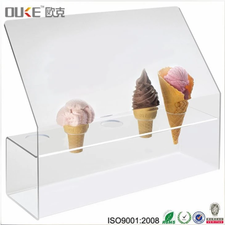 Atas gred plastik Aiskrim kon paparan pendirian kon Mini pemegang yang jelas