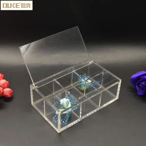 Custom Clear Six Compartments Box Penyimpanan akrilik